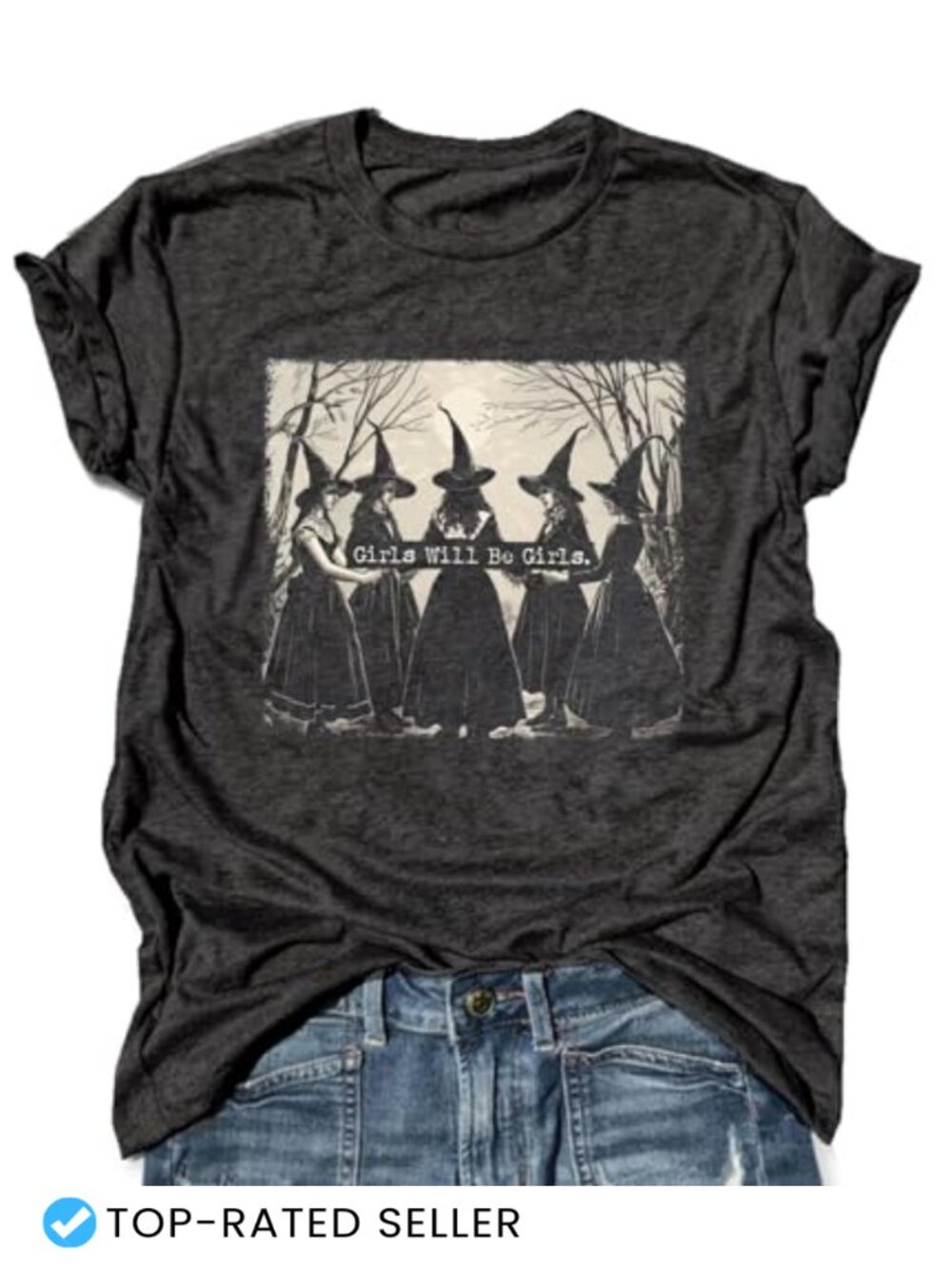 Vintage Graphic Halloween T Shirt Short Sleeve Cotton Blend Tee